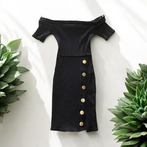 Little Black‎ Dress by Mezzanine Off-Shoulder Midi Dress